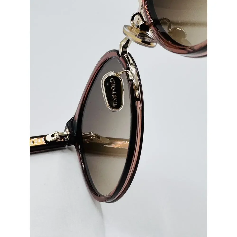 Tom Ford Sunglasses TF1244-K 45F Brown Round Brown Gradient Lens 54mm Asian Fit
